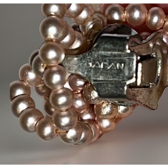 Vintage MCM Champagne Cluster Earrings - Clip-Ons Costume Beaded Glam - 1" - Picture 5 of 5